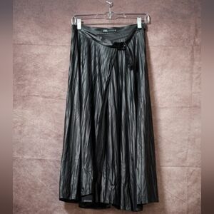 Zara Charcoal Pleated Midi Skirt